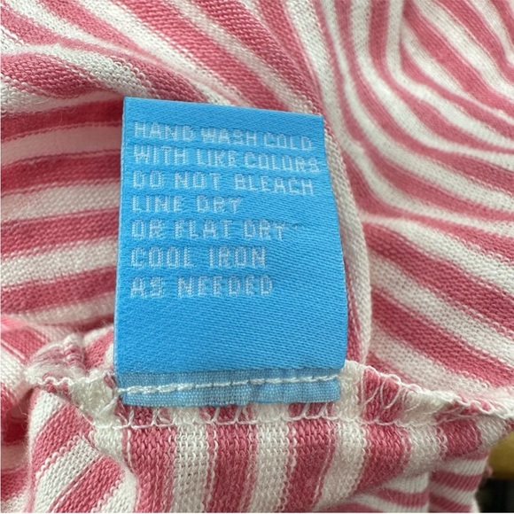 J. McLaughlin Brynn Linen Blend Striped V-neck 3/4 Sleeve Top Pink White small - Picture 3 of 10